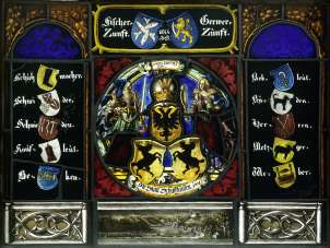 A glass painting about the town of Schaffhausen.