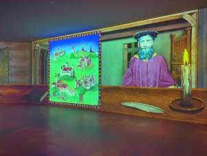 Rhyality Schaffhausen im Mittelalter In einer immersive Art Hall wird auf Decke, Wänden und Boden eine Geschichte über Schaffhausen im Mittelalter gezeigt.