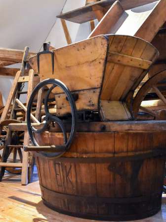 In one room there are various wooden tools that were once used in viticulture.