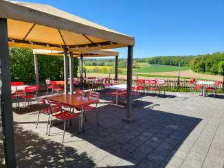 A terrace overlooking the forest and fields is being transformed into a pop-up bar.