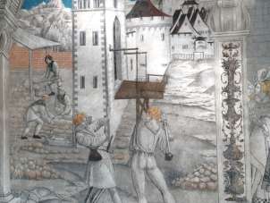 Historical picture of two quarrelling men.