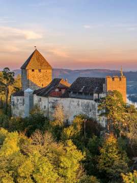 Hohenklingen Castle Stein am Rhein View of Hohenklingen Castle with the town of Stein am Rhein and the Rhine in the background.